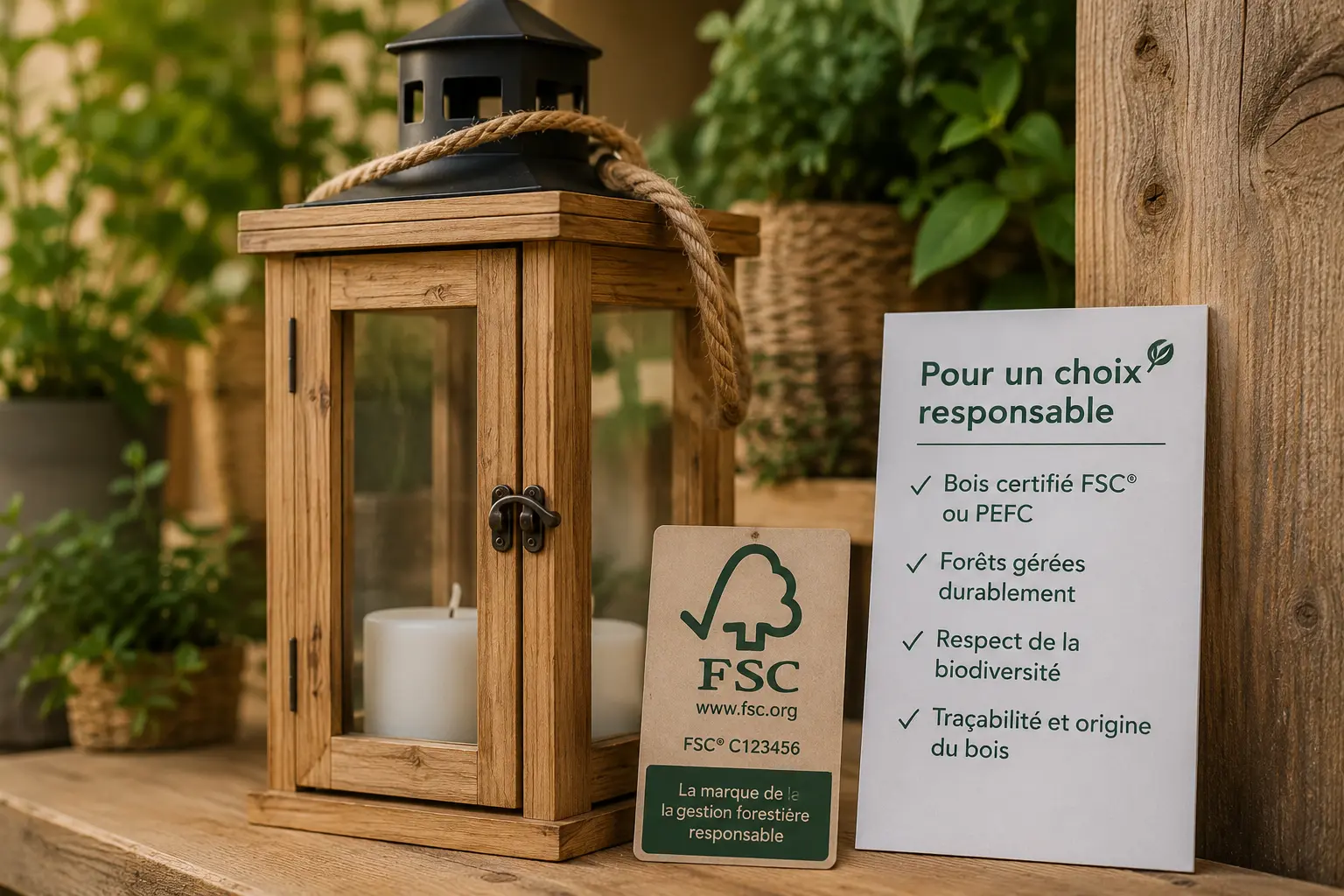 Lanterne en bois essence forêts durables